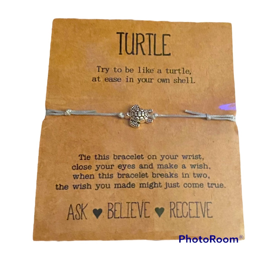 Make a Wish Turtle charm bracelet w card | friendship | inspirational